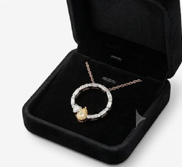4ct Pear Cut Simulated Yellow Citrine/Diamond Drop Necklace 14k Rose Gold Plated