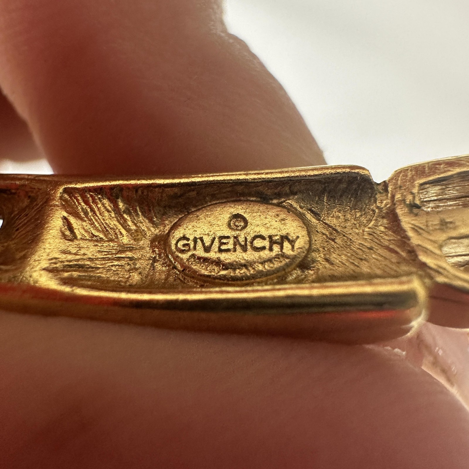 Givenchy Necklace Gold Tone Green Crystal Rhinestone Collar Tennis 15 In Jewelry