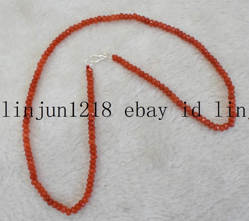 Fine 2x4mm Aquamarine Faceted Rondelle Gems Beads Necklace 18 in