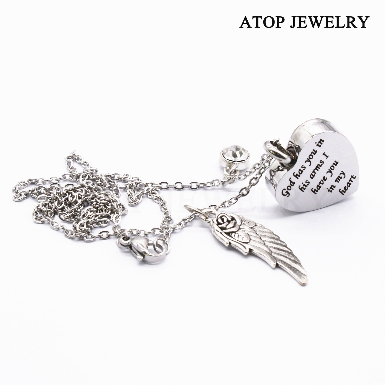 perfume bottle Heart Urn Necklace for Ashes with 12 colors Birthstones Jewelry