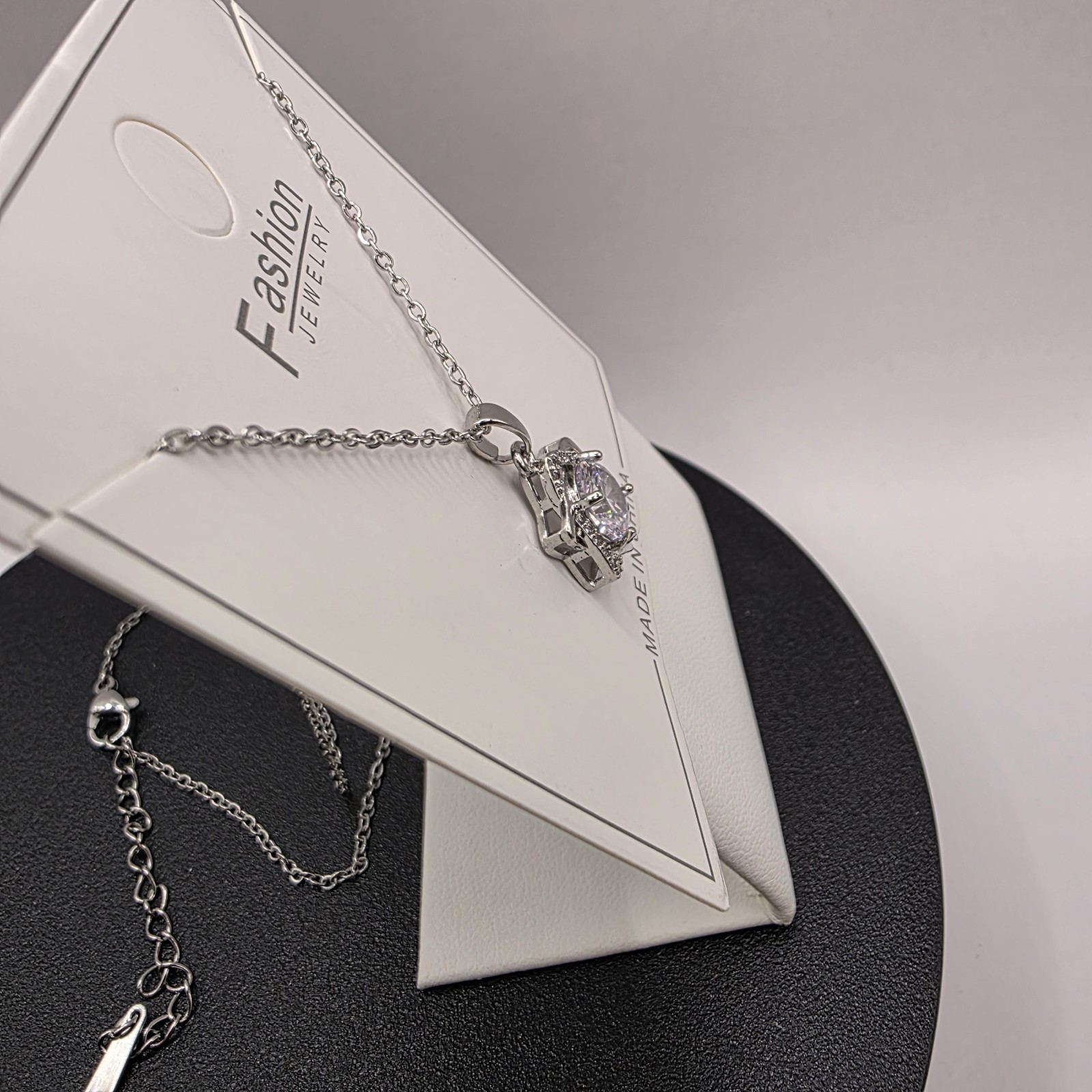 Stainless Steel 16″Necklace w/17mm Cz Star Pendant