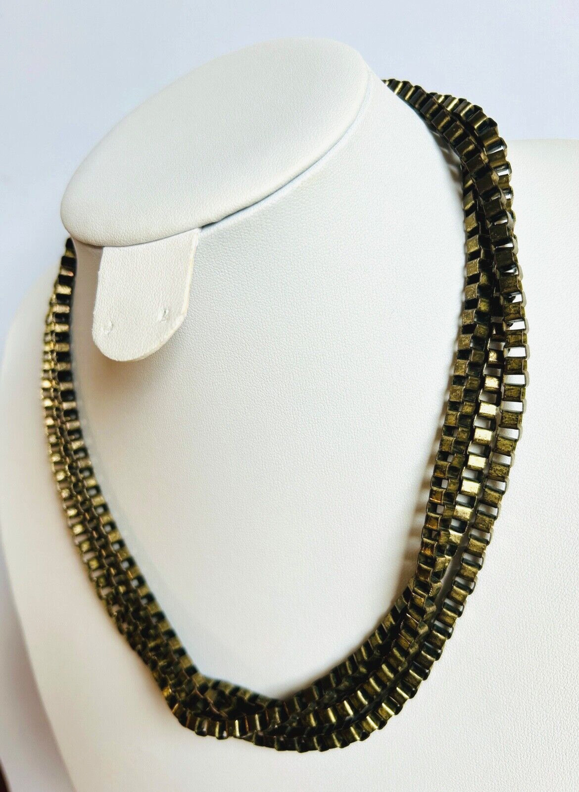 Chunky Metal Rustic 3 Stranded Necklace Jewellery 19 Inches Long
