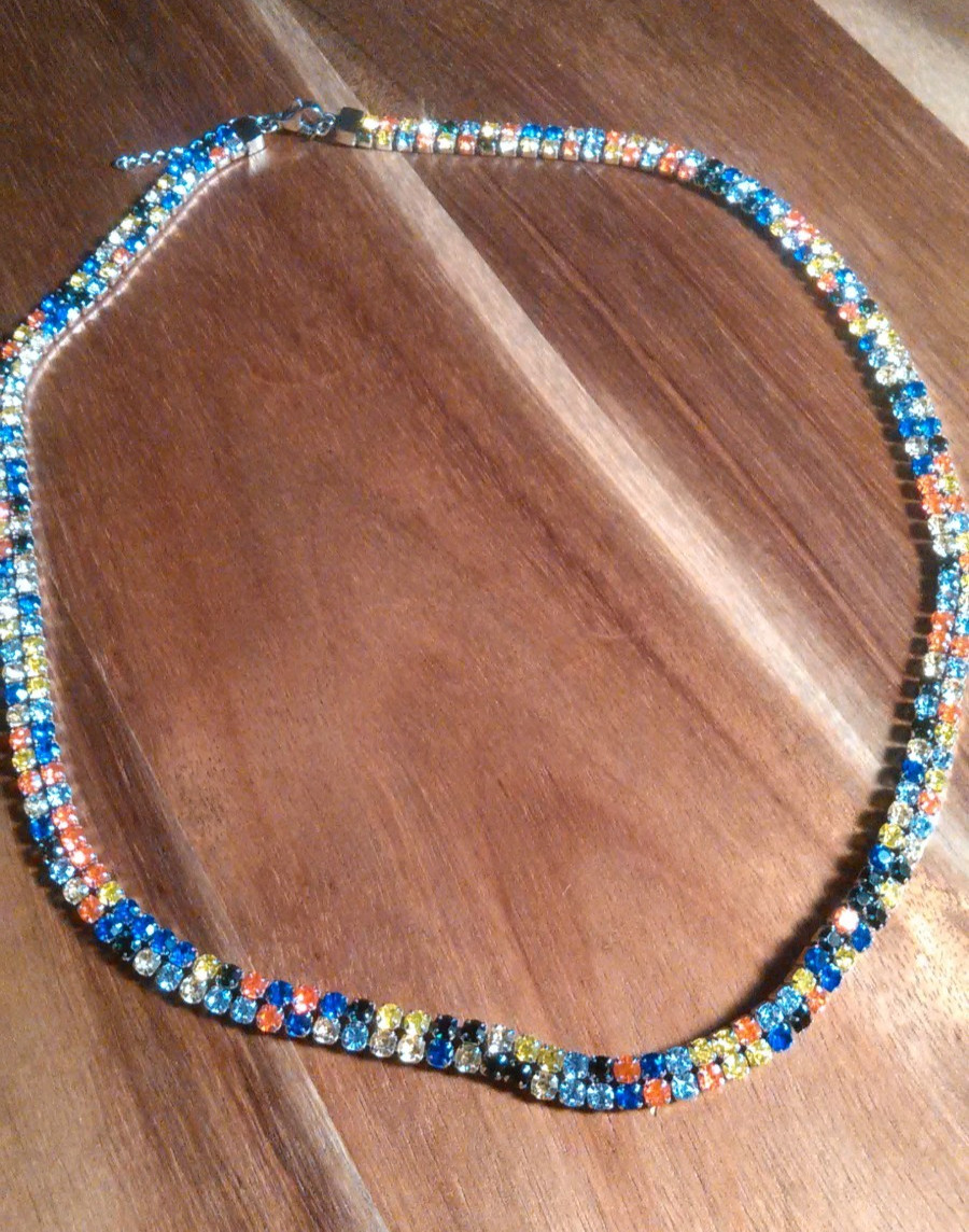 Multi-Color Austrian Crystal Stainless Steel Necklace (18 to 20 Inch)