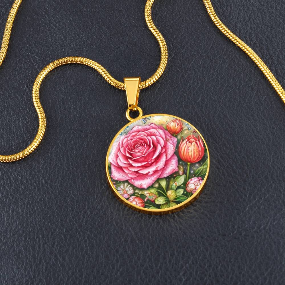 Pink Rose Personalized Engraved Necklace Bracelet or Keychain