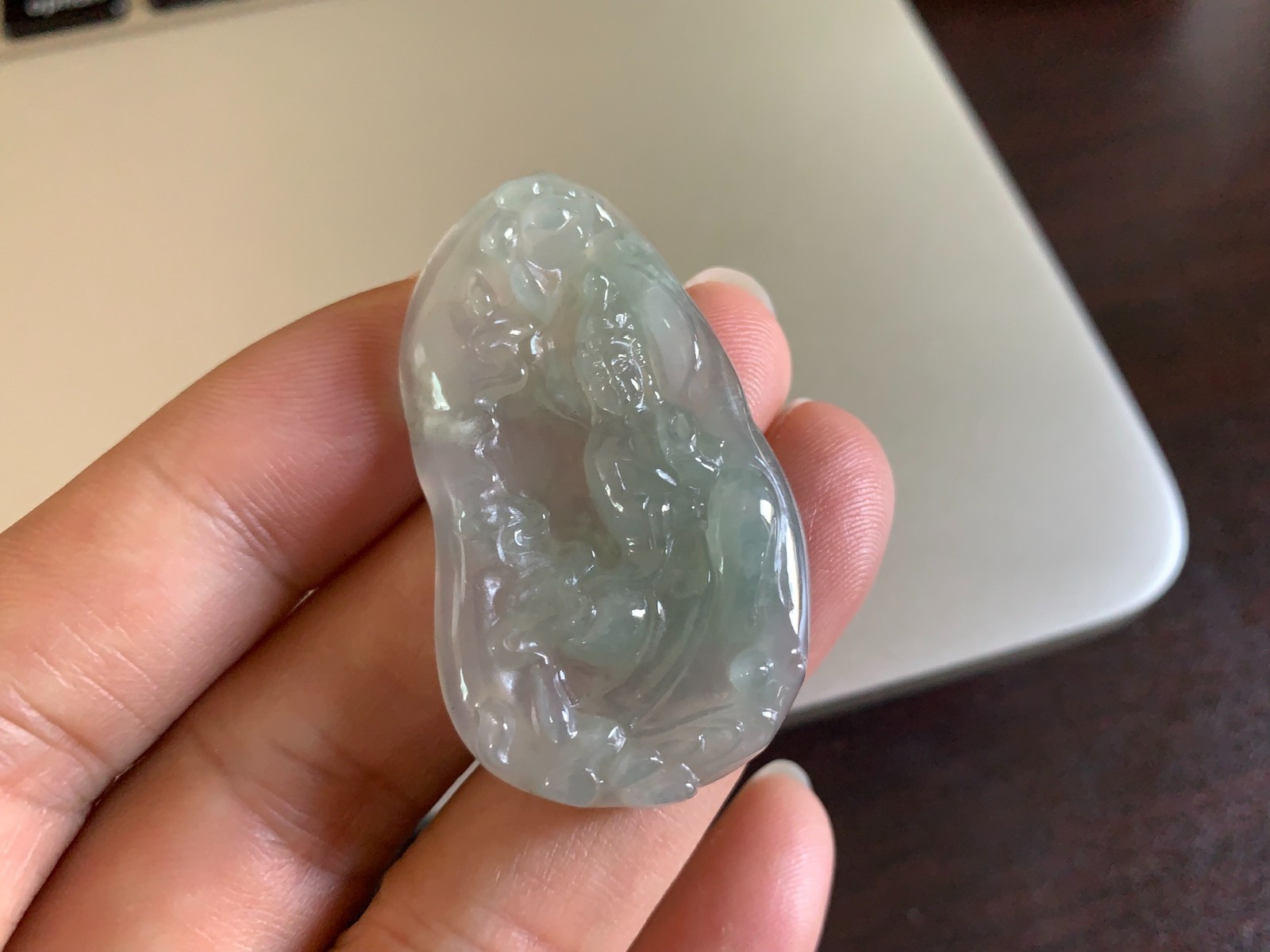 Burmese Natural Ice Jade Jadeite Guan yin Statue Scenery Pendant Jewelry