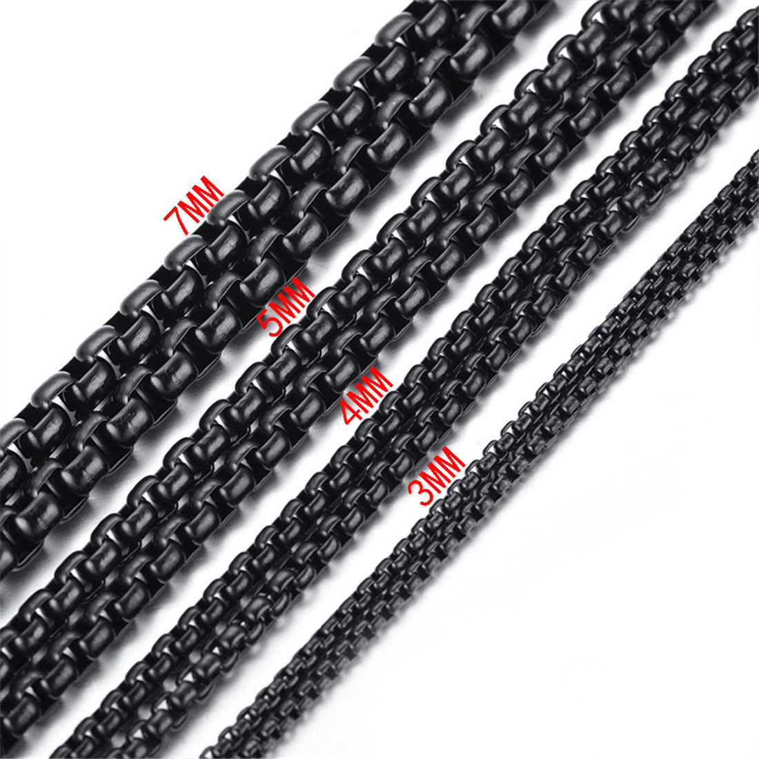 2/3/4/5/7mm Stainless Steel Women Mens Rolo Box Link Chain Necklace Bracelet Hot
