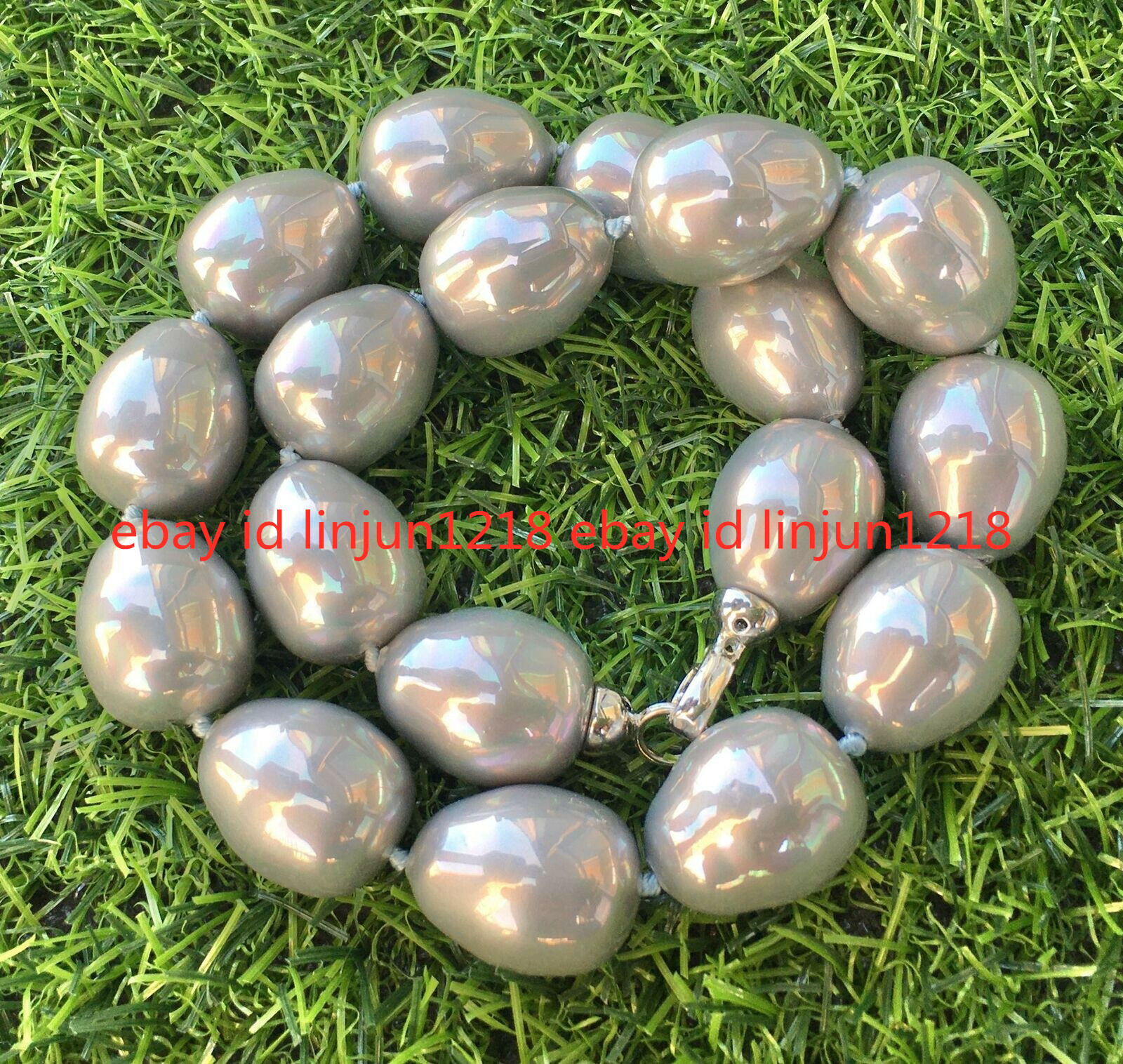 HUGE LARGE FASHION 20MM SOUTH SEA GRAY BAROQUE SHELL PEARL NECKLACE 18-36
