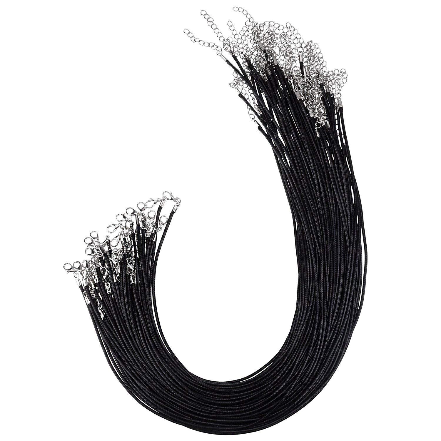 10-100Pcs Black Leather Necklace Rope Cord Chain String for DIY Jewelry Making