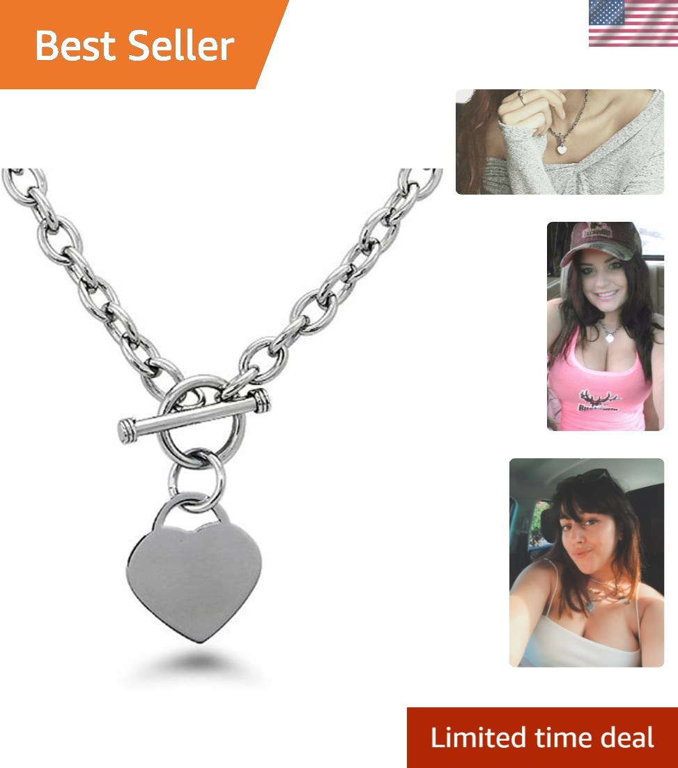 Modern High Polished Heart Pendant Necklace with Adjustable Length 16-25″