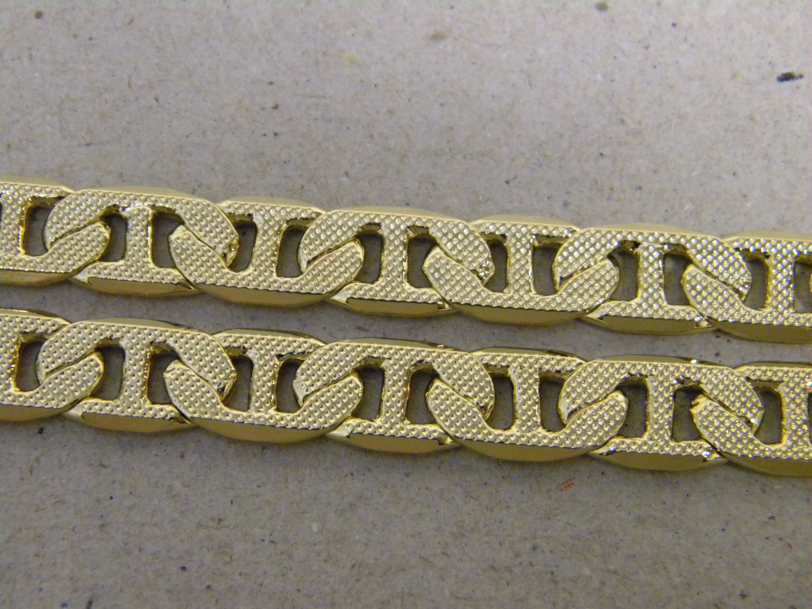 Lady Men Yellow Gold Plated Concave Mariner Chain 24in Inch Long 8mm Wide Frost