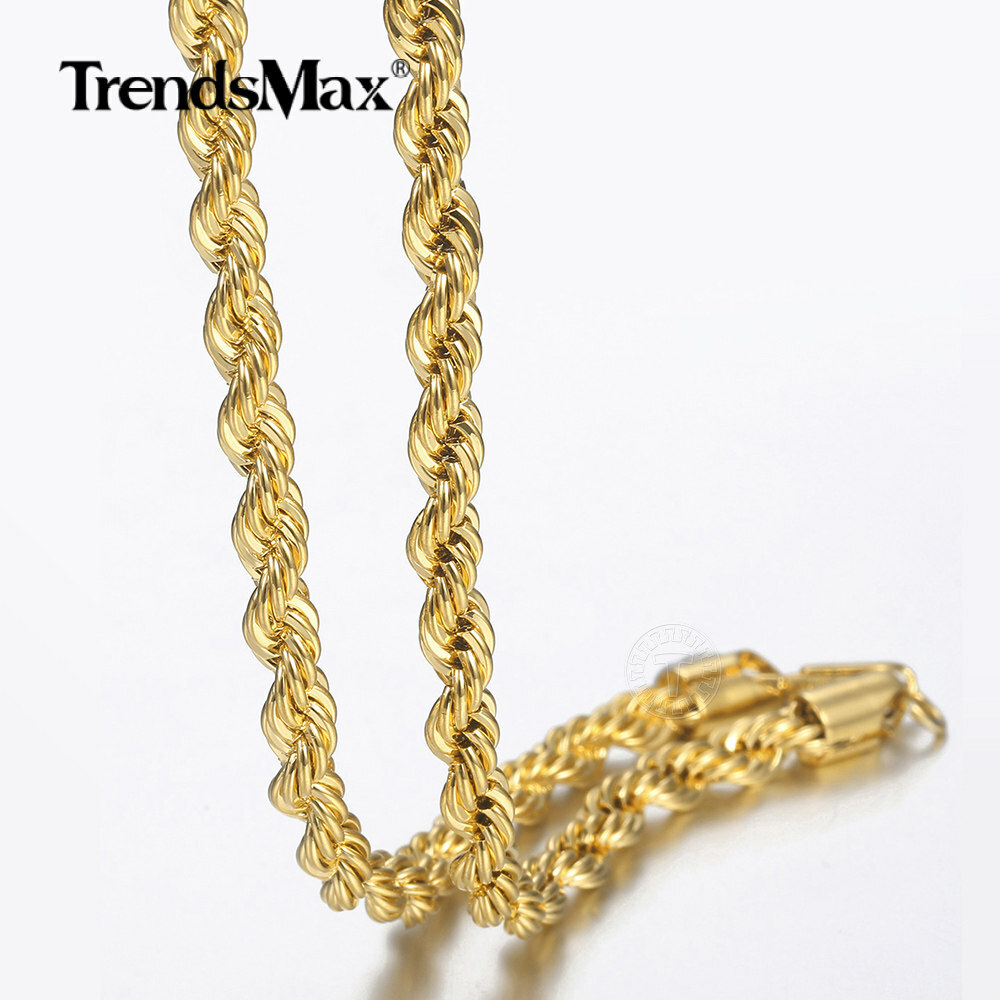 3/5/7mm 16-30″ Men’s Stainless Steel Twisted Rope Chain Necklace Choker Jewelry
