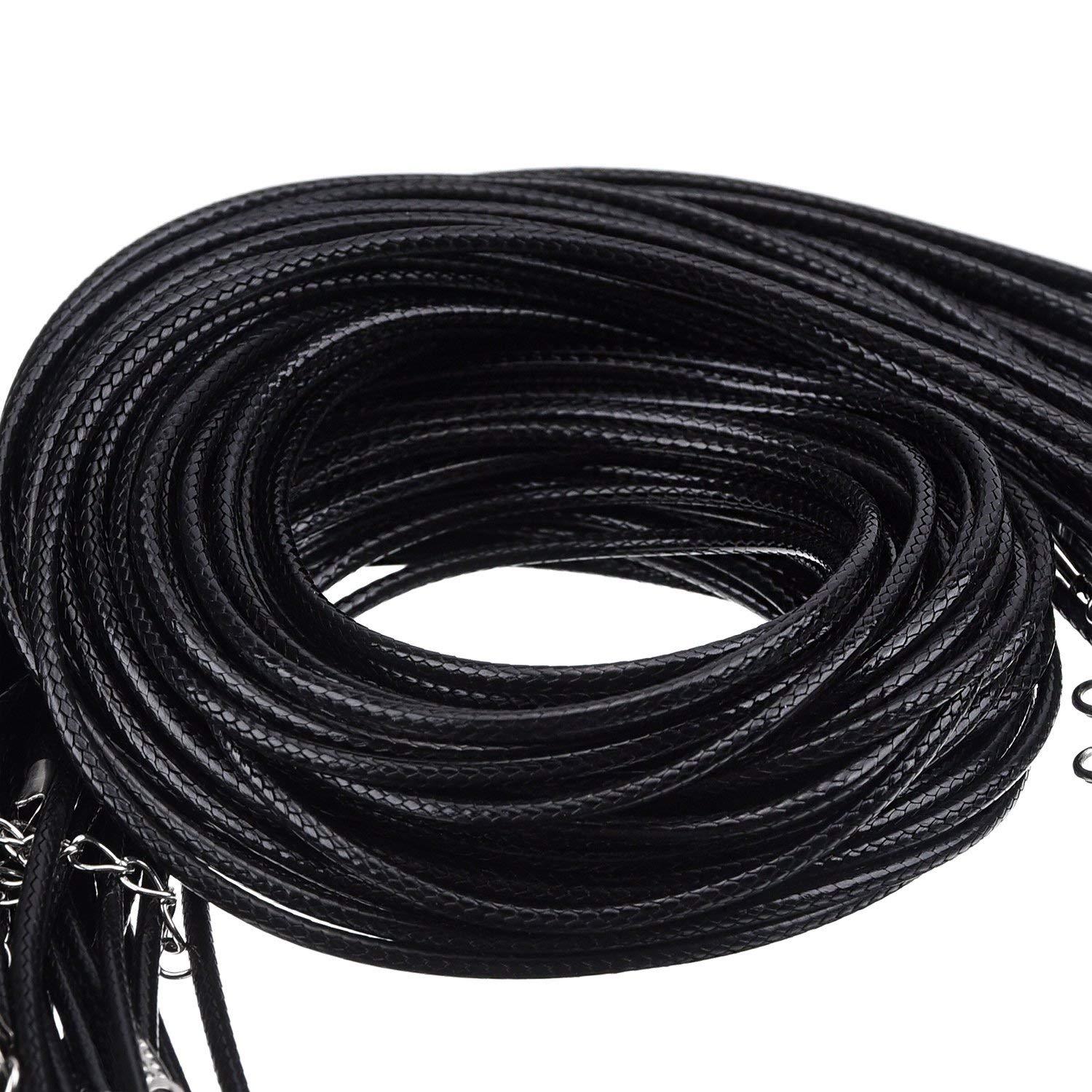 10-100Pcs Black Leather Necklace Rope Cord Chain String for DIY Jewelry Making