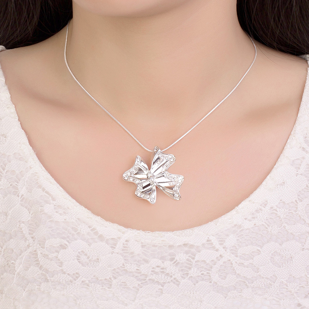 Elegant 925 Sterling Silver Filled SF Butterfly Cz Pendant Necklace N-A627 Gift