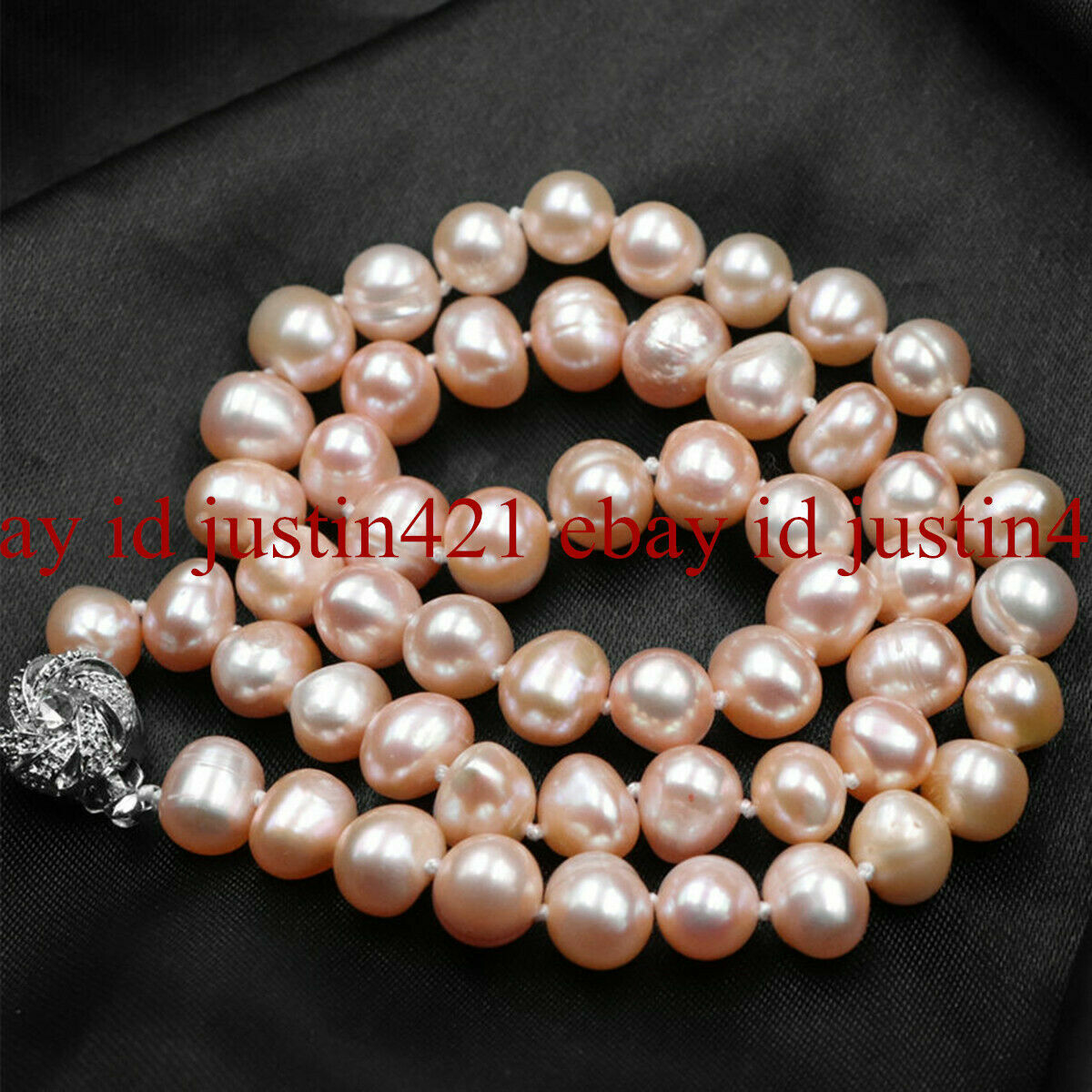 Natural 7-8mm Pink Freshwater Cultured Pearl Necklace 18”