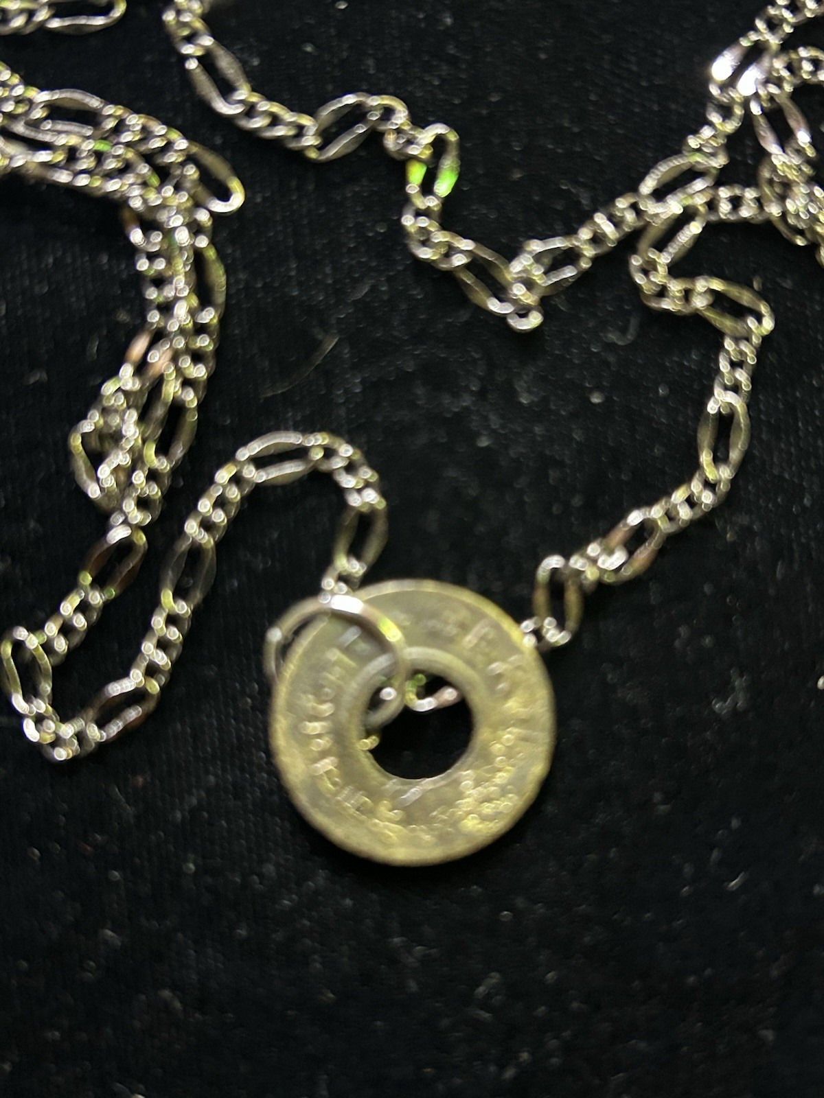 Nepal, 4 Polisa Coin Necklace 1955, W/ 22 Inch Stainless Steel Chain
