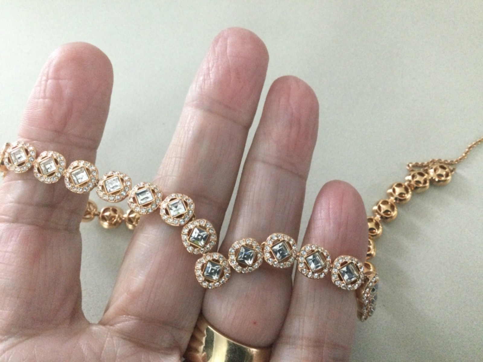 Sign Swarovski Mesmera Necklace Rose-Gold Rhodium Plate Pave Crystal Chain