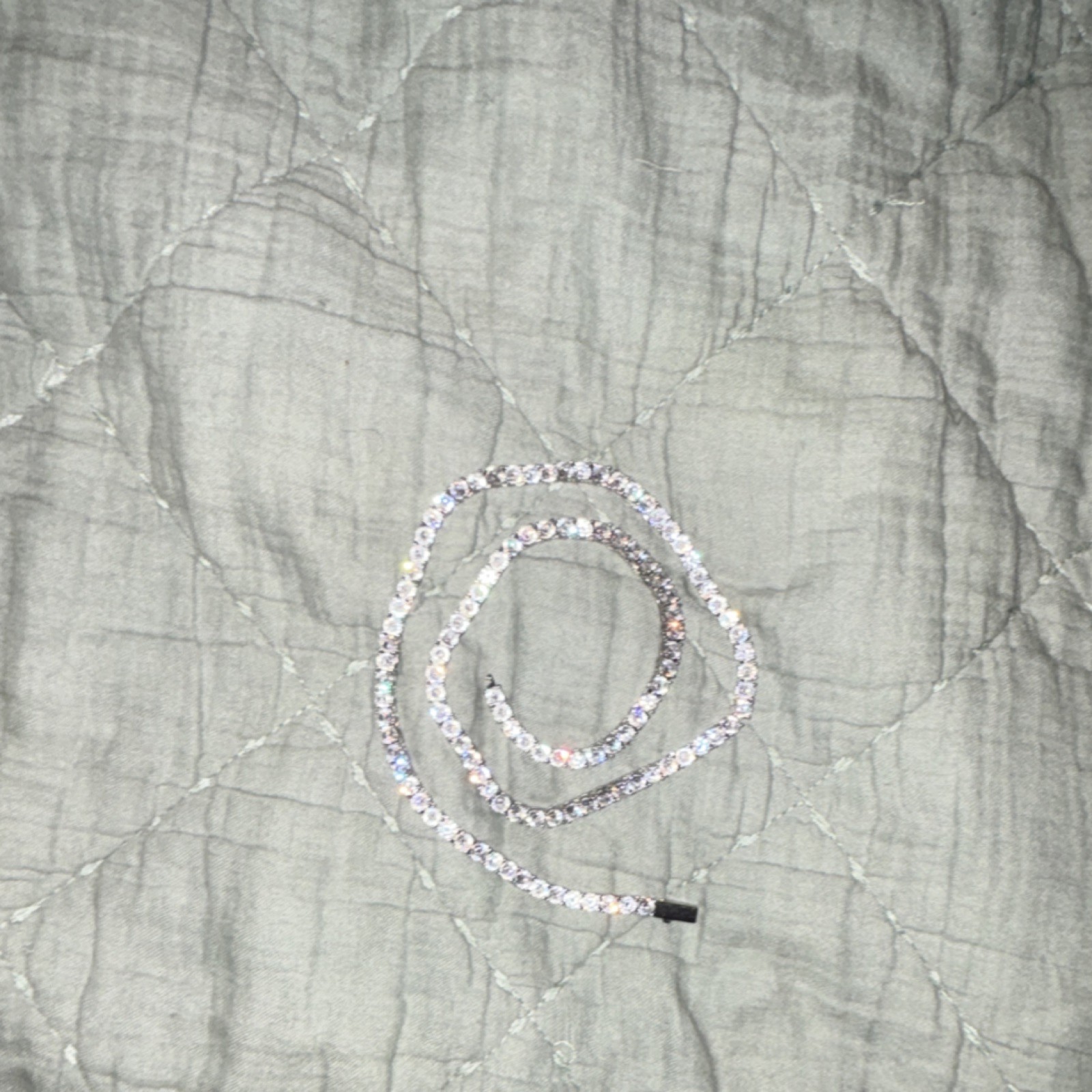 Men’s Silver Tennis Chain Necklace with Cubic Zirconia, Box Closure 20”