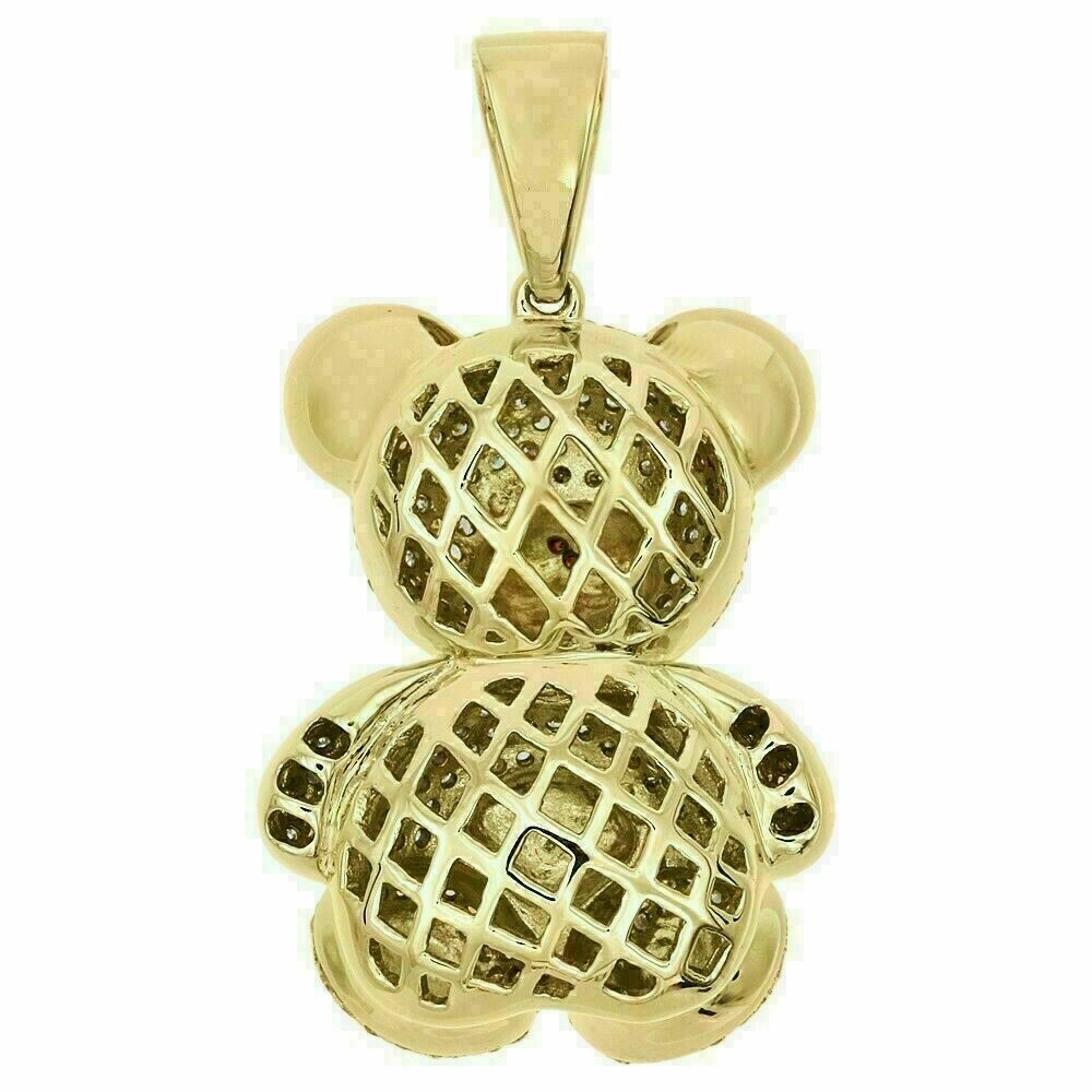 2.00Ct Round Cut Moissanite Teddy Bear Charm Pendant In 14k Yellow Gold Plated