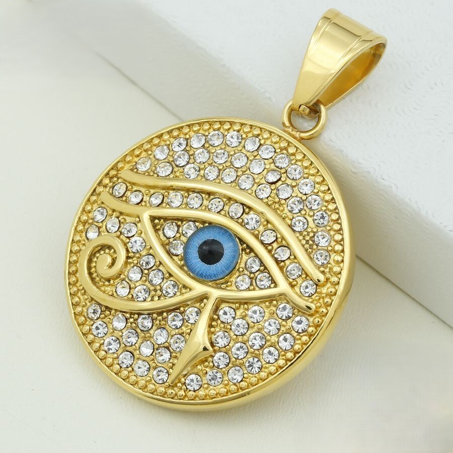 DG Men’s Gold Stainless-Steel,Egyptian Eye of Ra.Charm Cubic zirconia Unisex BOX