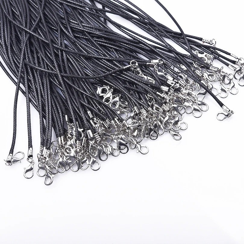 10/20/30pcs Black Waxed Leather Necklace Cords 50/55/60cm For Pendant Necklace