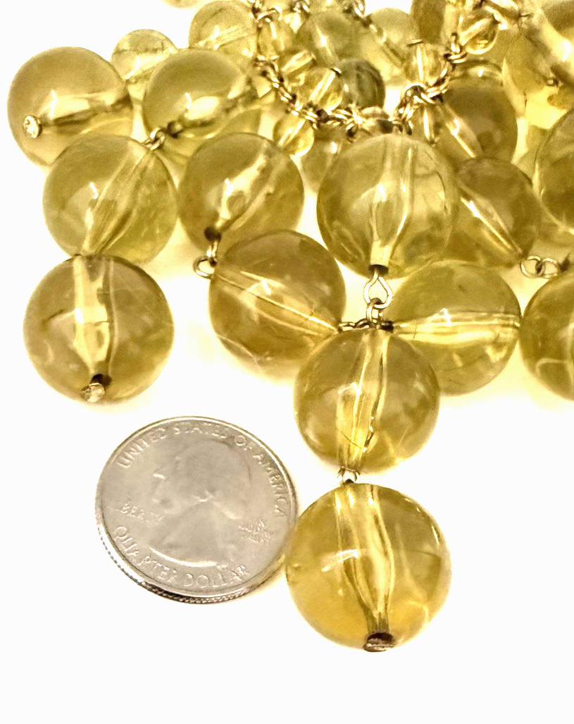J. Crew 26″ Cascading Translucent Olive Green Beaded Bib Statement Necklace