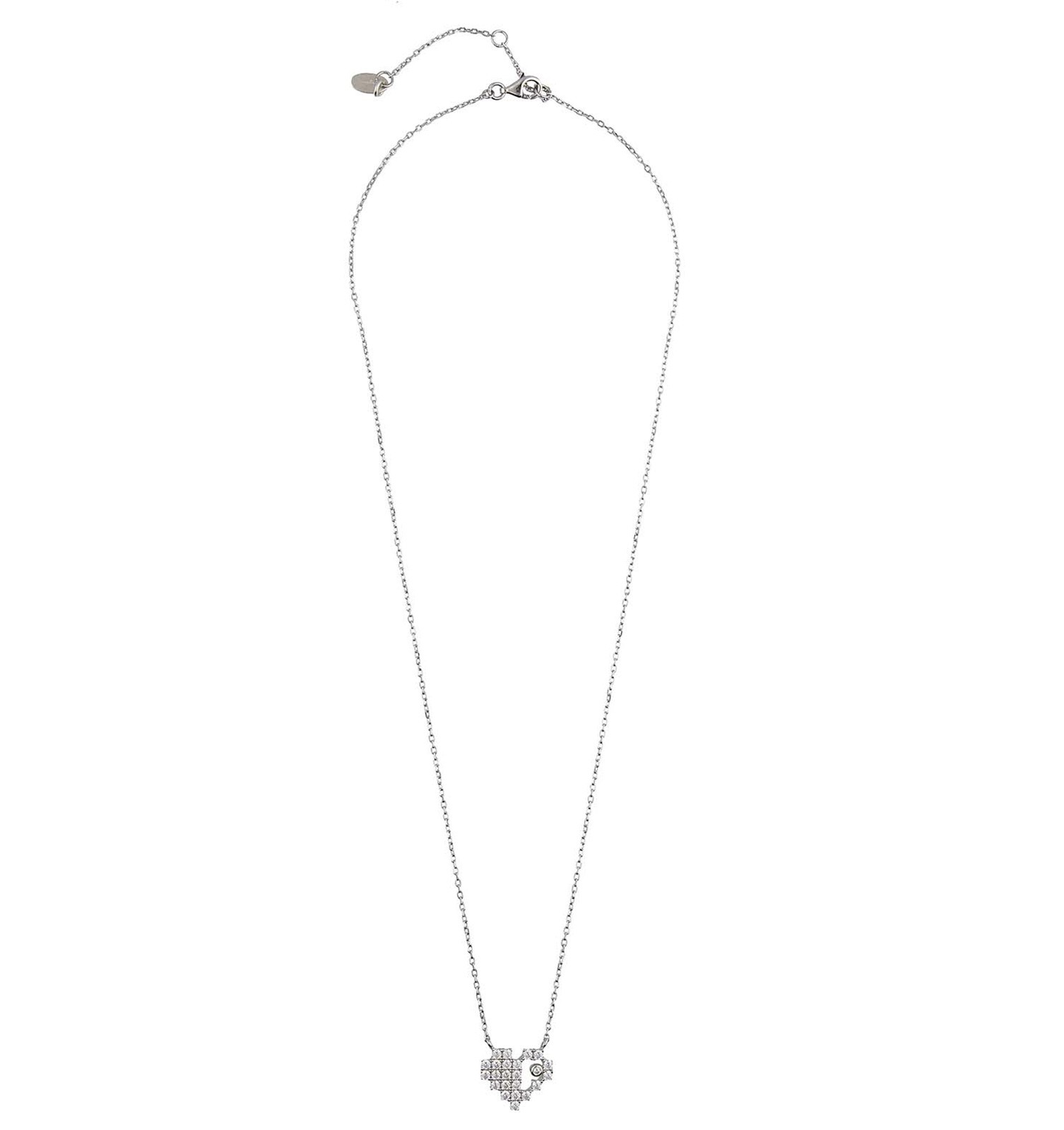 14K Gold 0.24 Ct. Lab-Created Diamond Unique Heart Design Charm Pendant Necklace