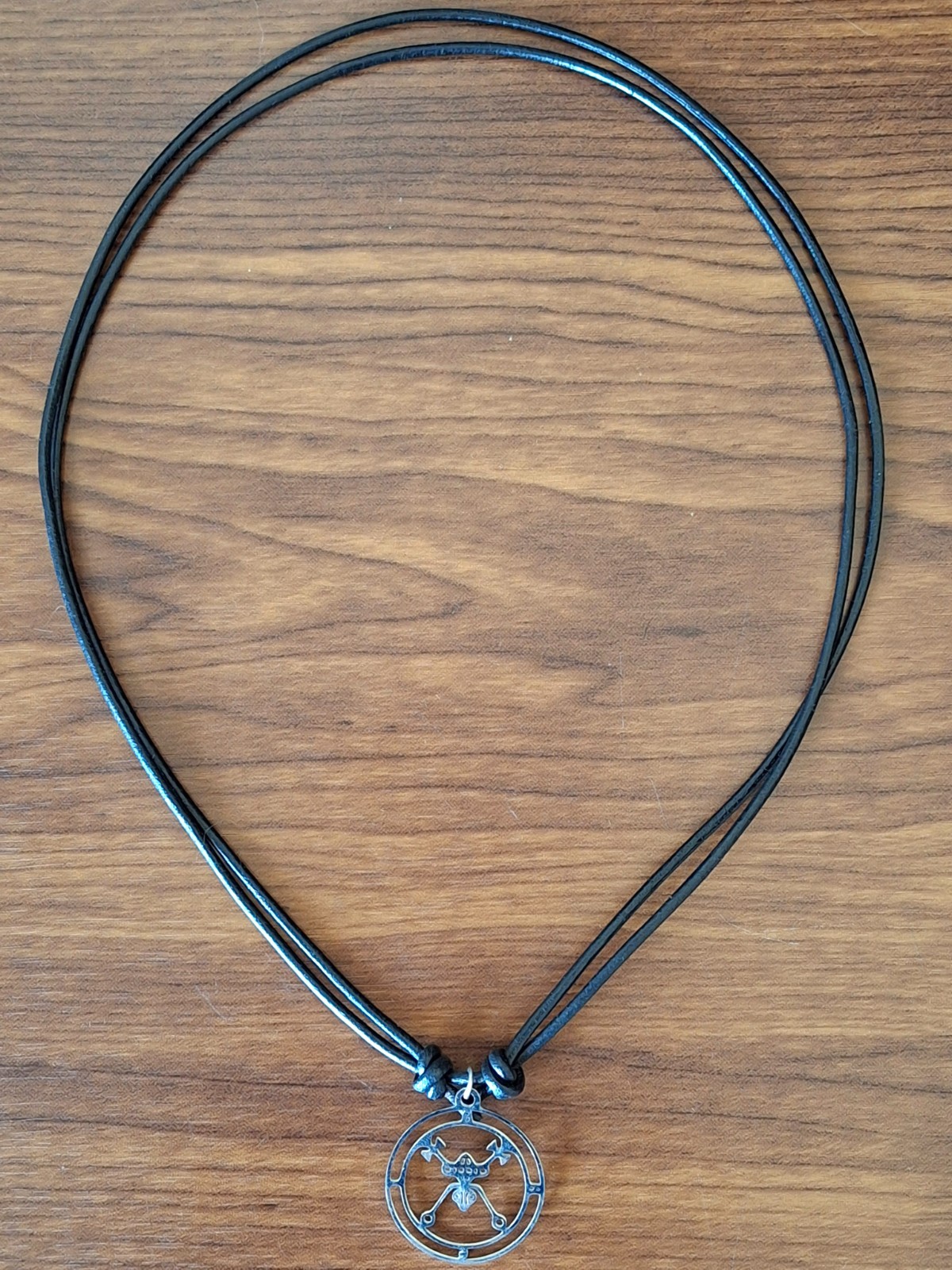 Bael Sigil Stainless Steel Pendant 25mm Genuine Leather Adjustable Cord Necklace