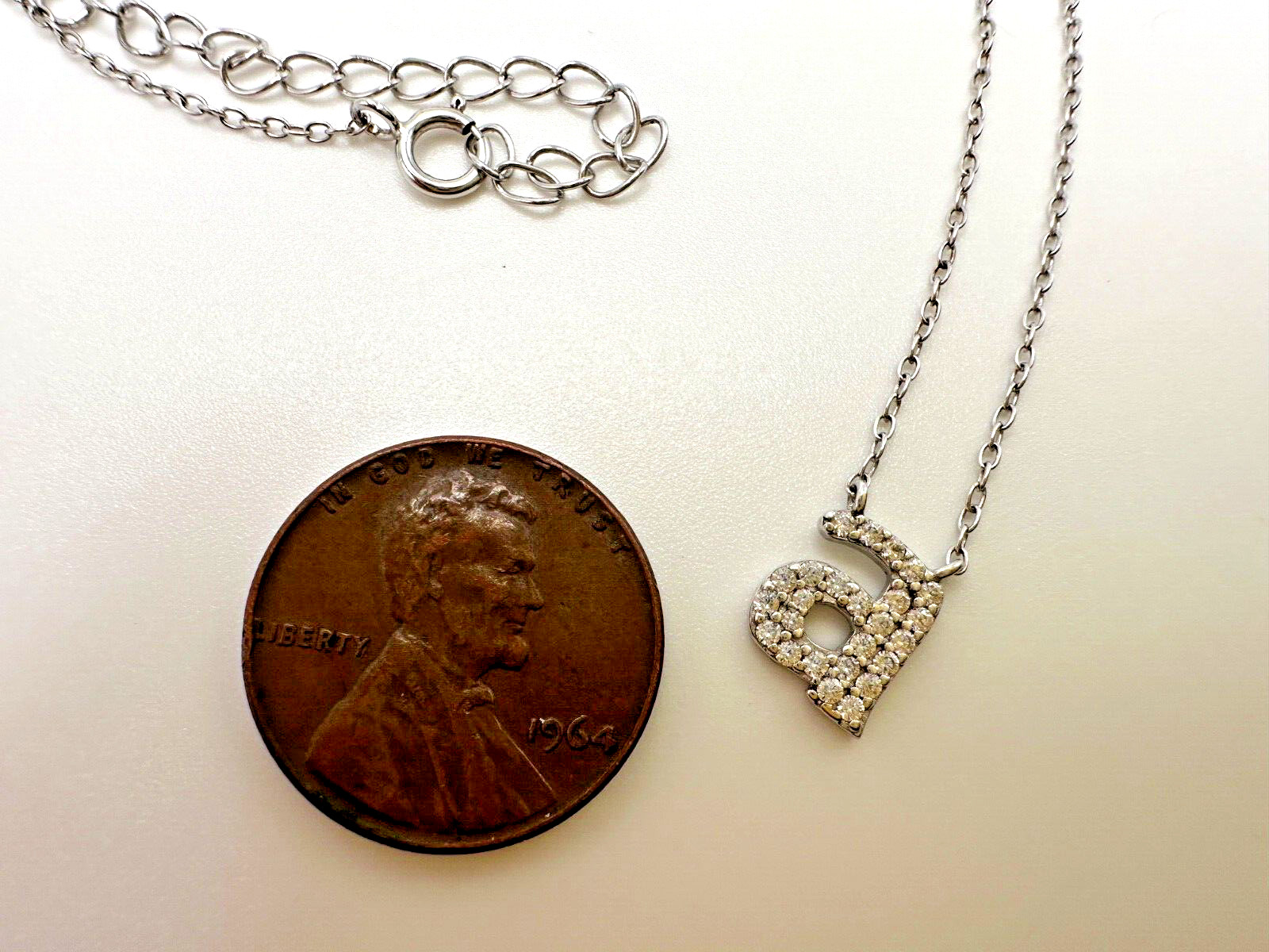 Sterling Necklace Initial Letter “A” 925 Silver Pendant Pave Dainty Teen Tween