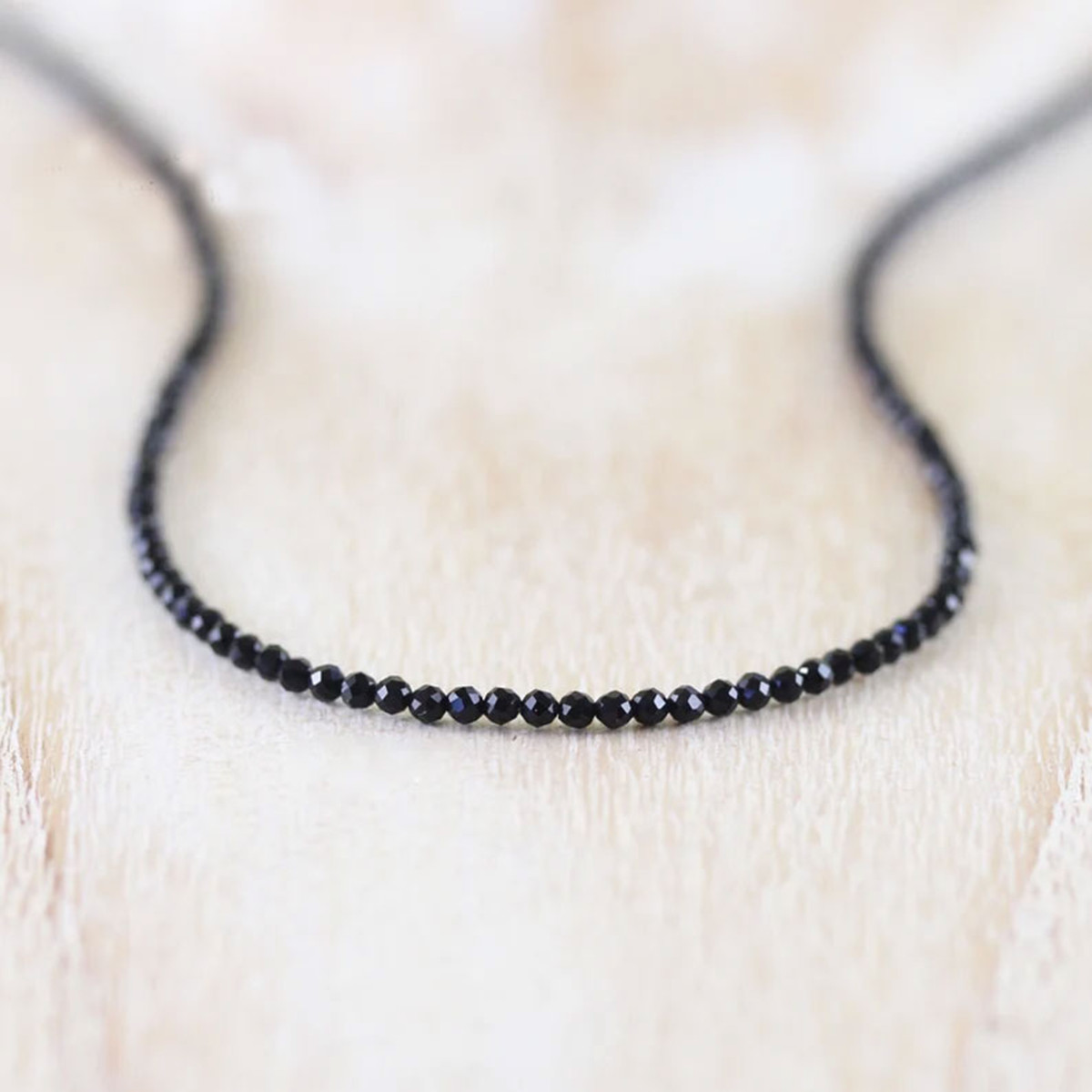 Natural Black Obsidian Choker 2mm Crystal Gemstone Beads Dainty Choker Necklace