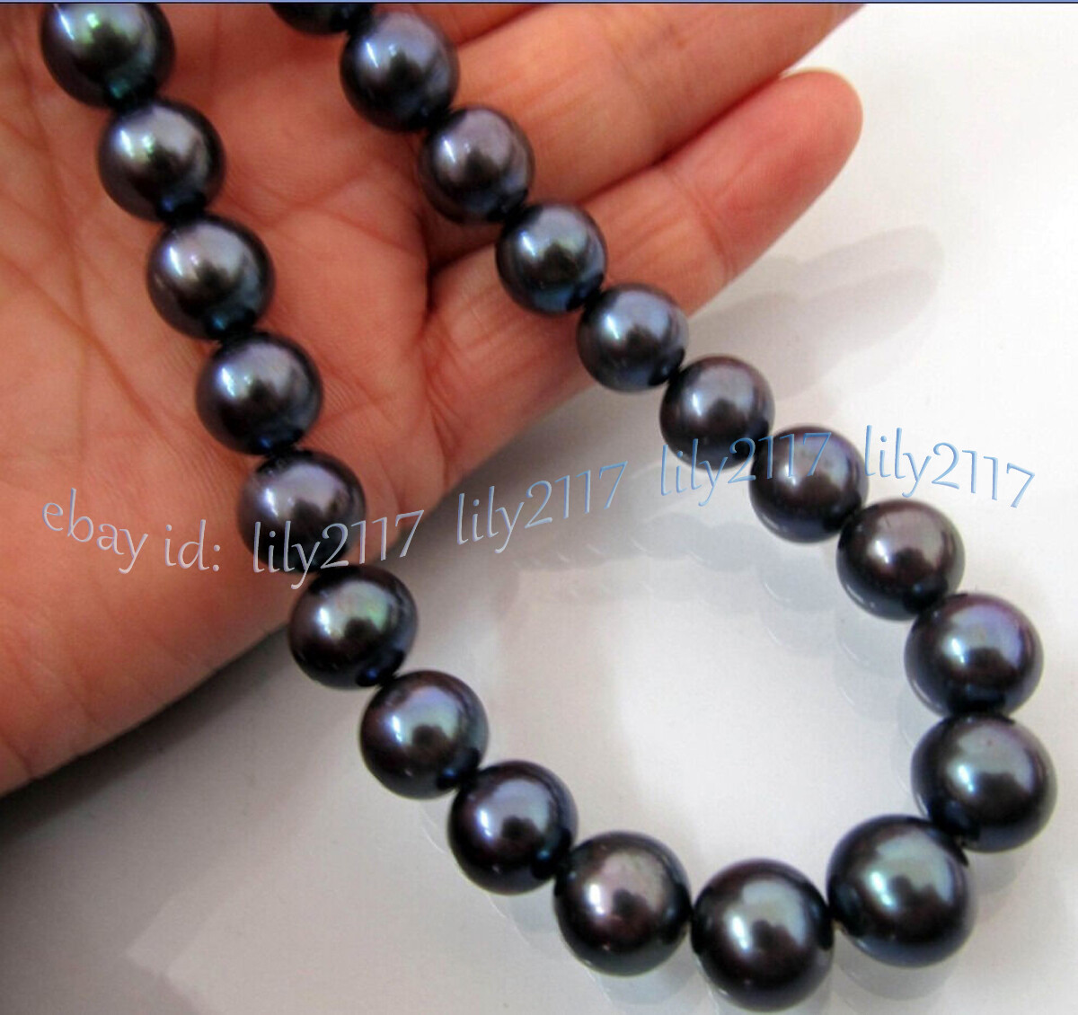 9-10MM GENUINE NATURAL PERFECT ROUND BLACK TAHITIAN PEARL NECKLACE 14-36 INCHES