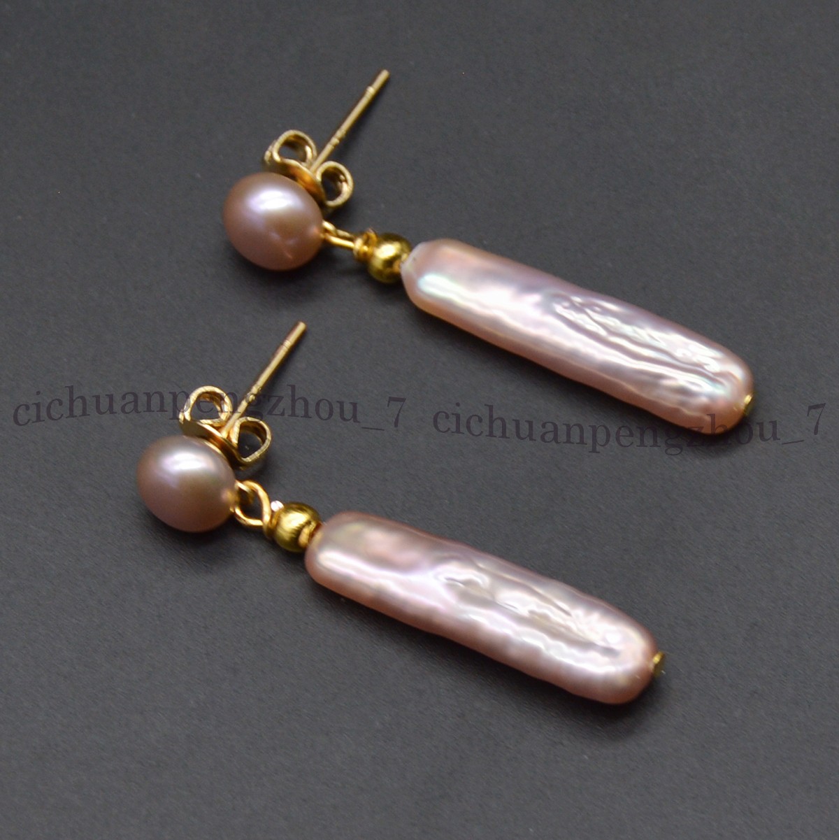 5x24mm Natural Freshwater Purple Rectangle Pearl Necklace Bracelet Earrings