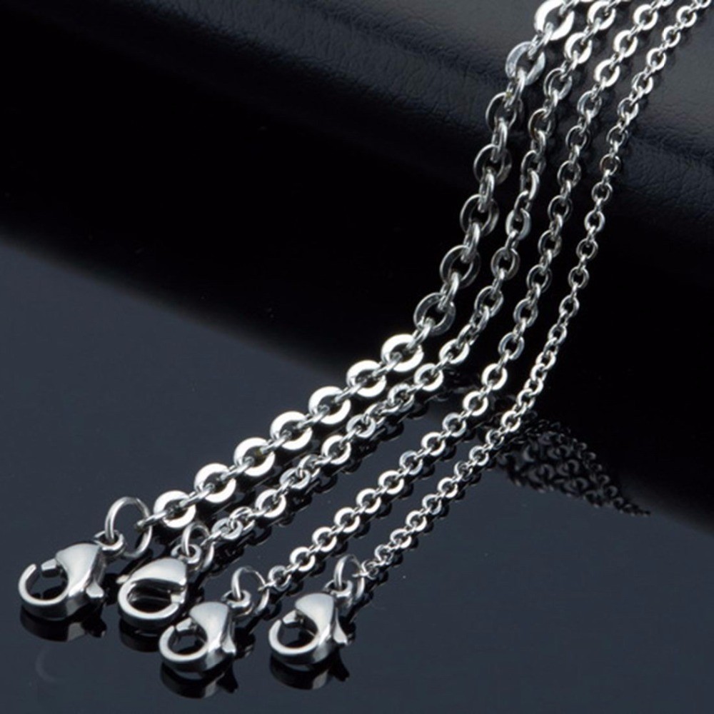 5-100pcs Wholesale Stainless Steel Silver Oval Cross Chain Necklace 16in-40in