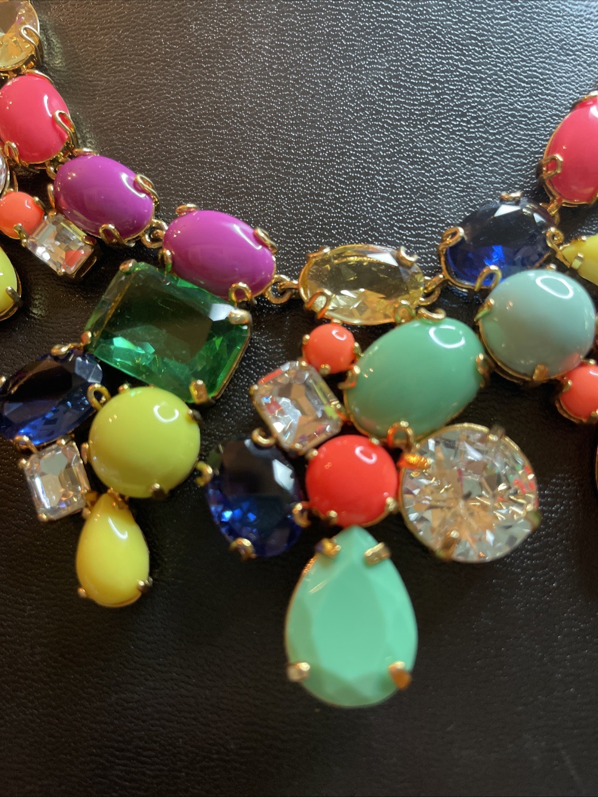 J Crew Bright Color Candy Rainbow Glass And Acrylic Statement Necklace