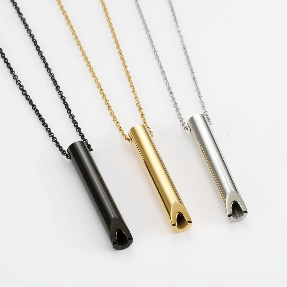 Stainless Steel Breathlace Quit Smoking Anxiety Stress Relief Breathing Necklace