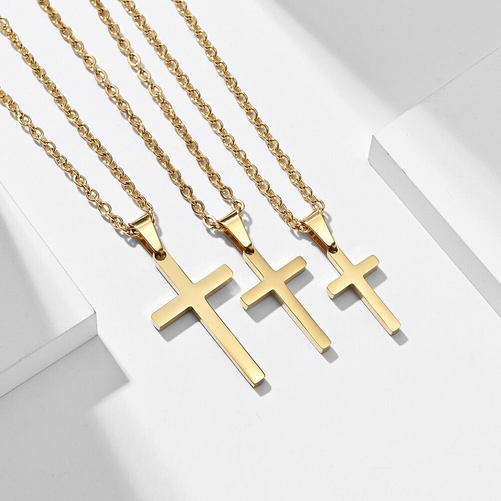 Classic Faith Cross Pendant Necklace in Stainless Steel