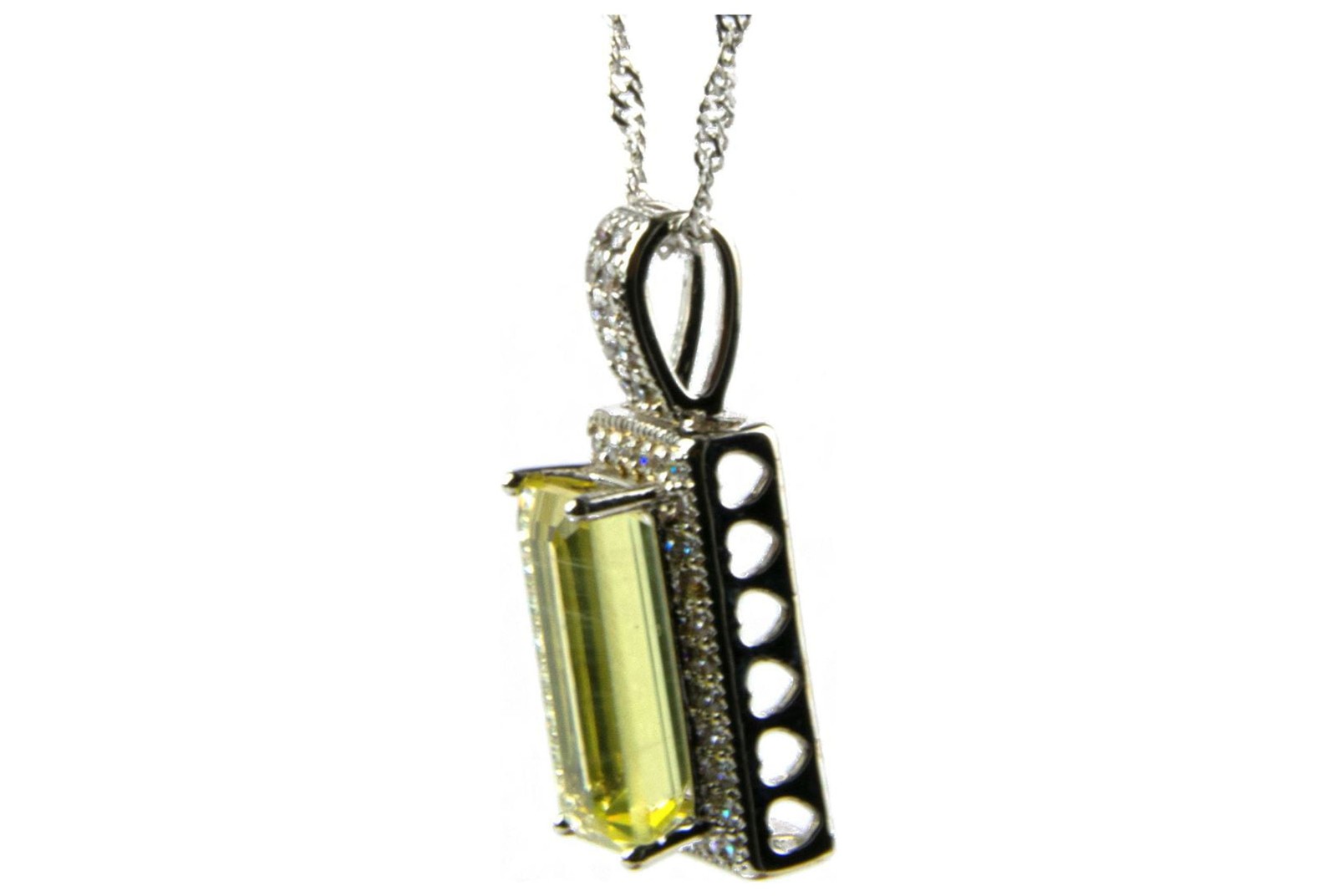Gold Coast Women’s 14k White Gold Plated Lemon Quartz Pendant & 21″ Necklace Set