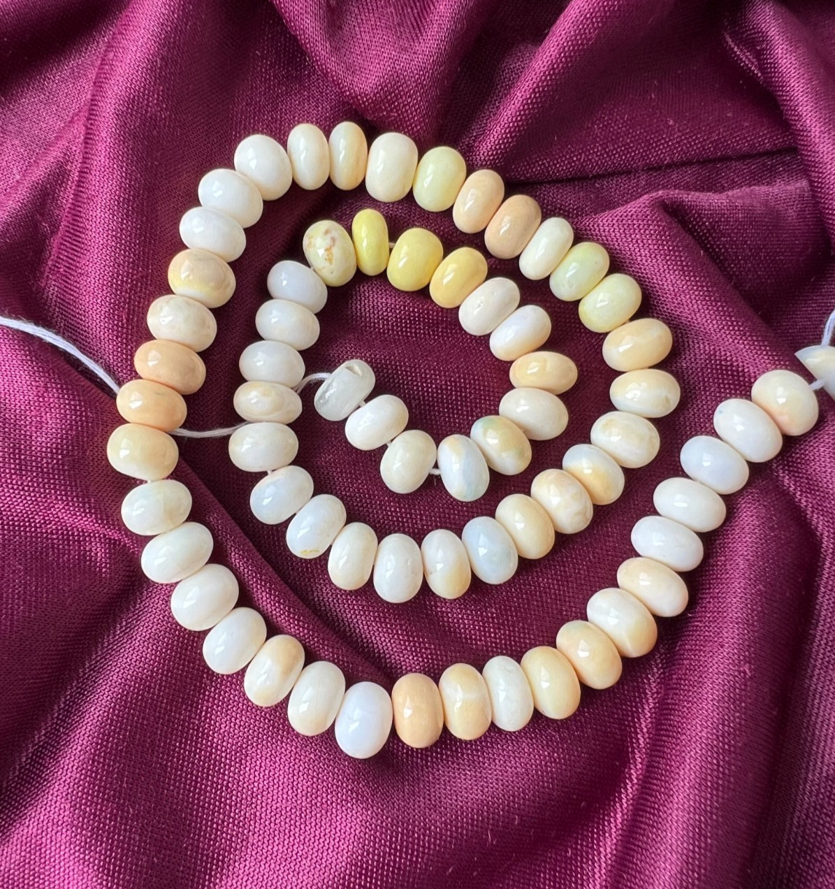 Natural Opal Rondelle Bead Strand Cream Yellow Jewelry Making 16″ Necklace