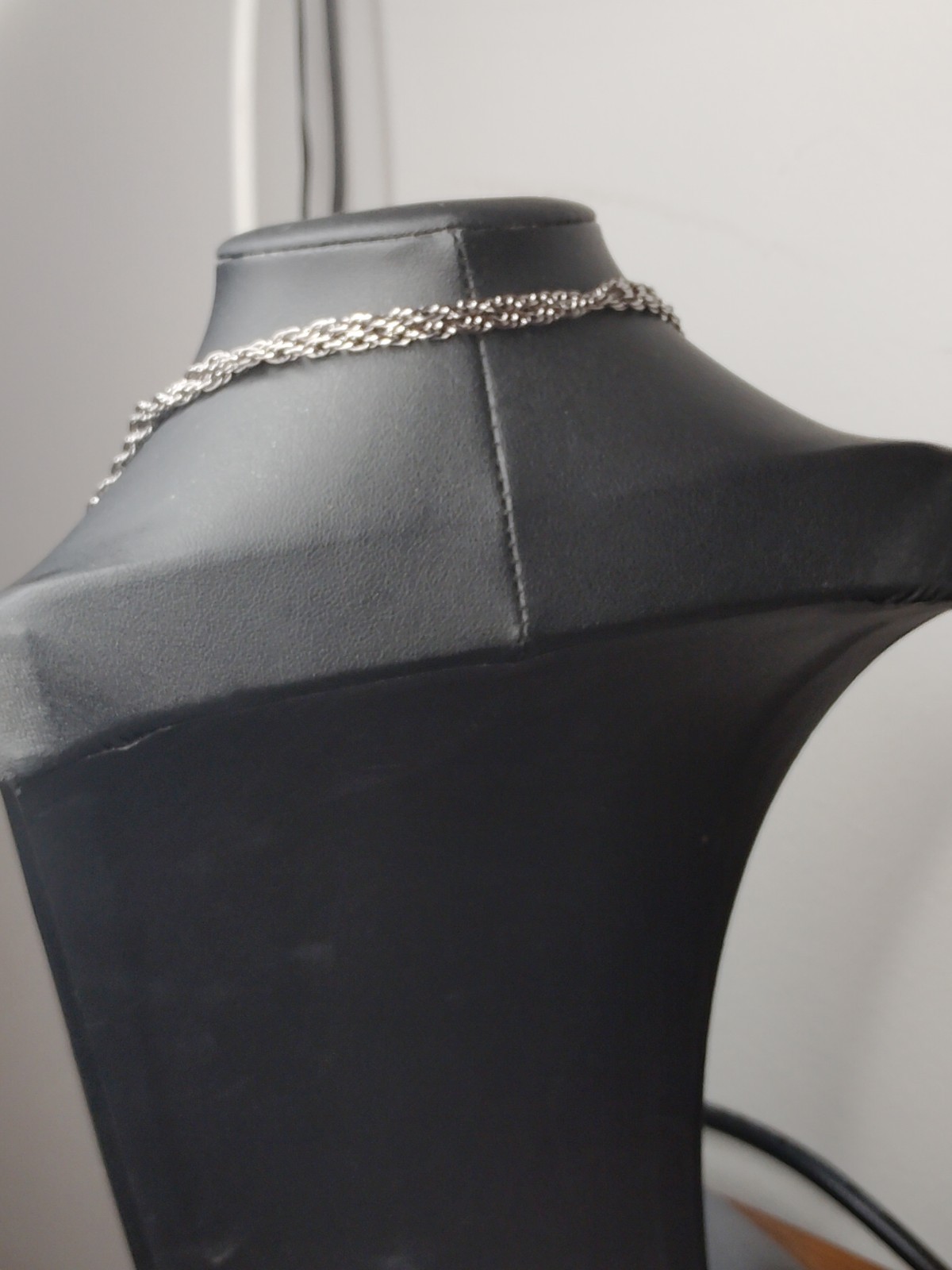 Mouse Silhouette Long Chain Necklace Blue Glitter Accents Silver Tone 32″