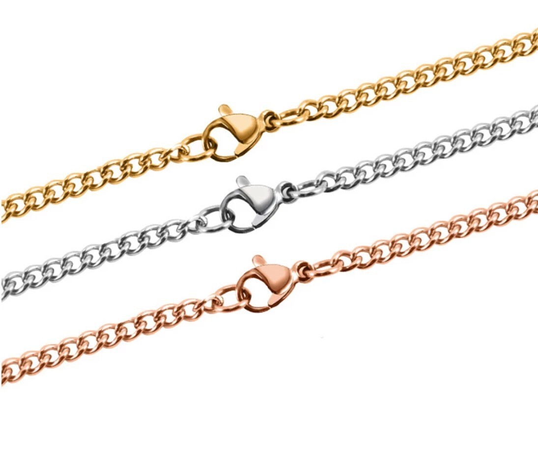 Silver Stainless Steel 18 Inch 1.5 mm Cuban Curb Chain