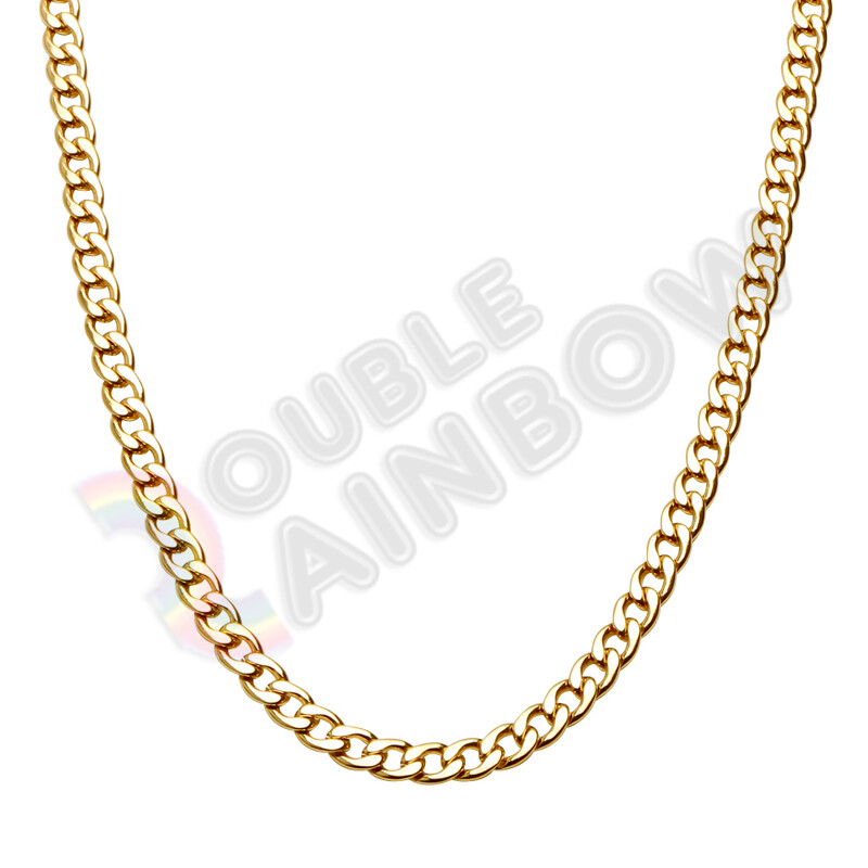 Men Women’s Stainless Steel Necklace Gold Plated Cuban 3-12mm Chain 18-36″