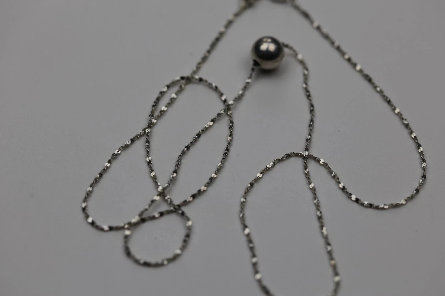 Vintage Italy 925 Sterling Silver Ball Pendant Necklace 18 Inch Sparkle Chain