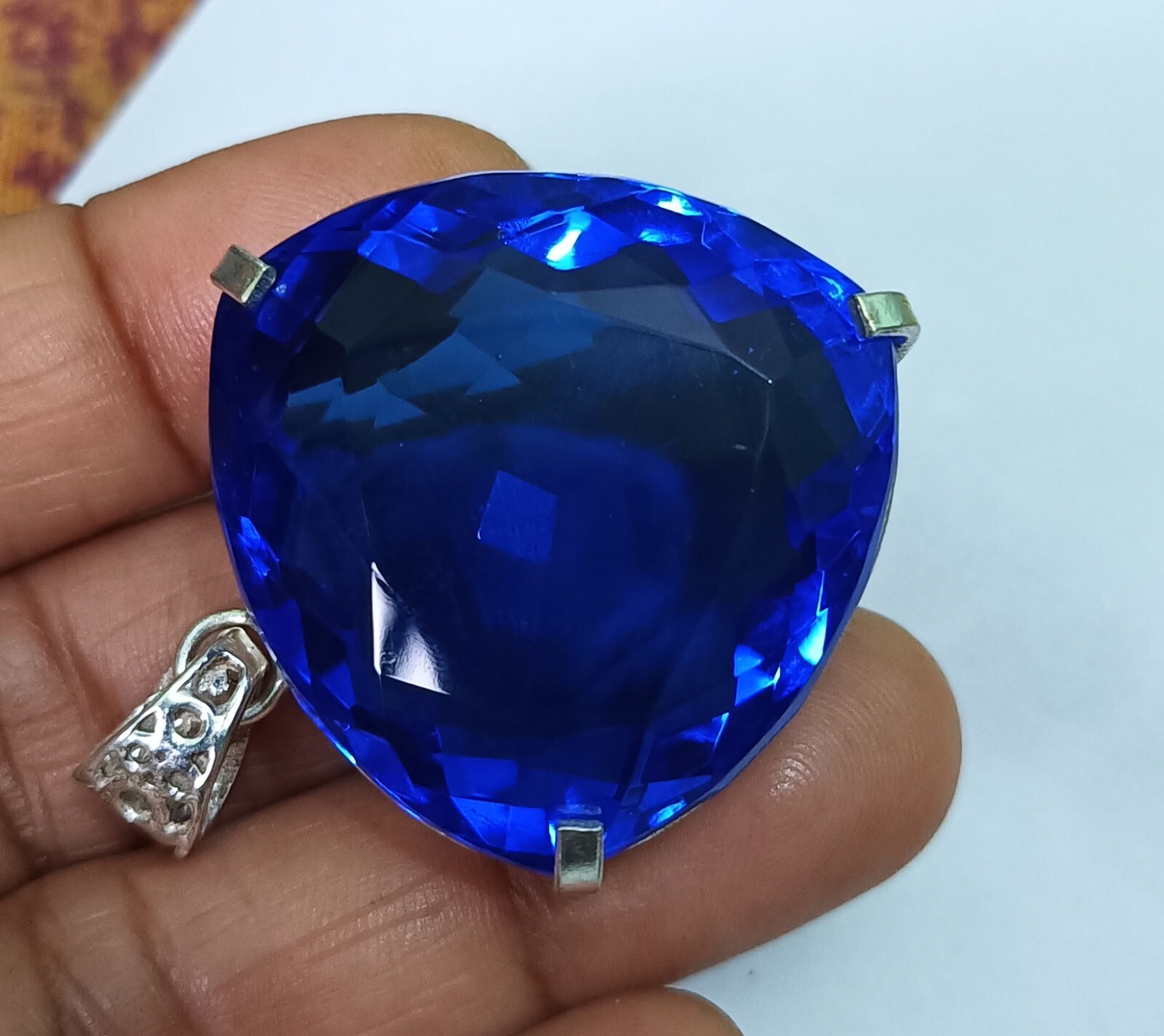 Blue Trillion Topaz Pendant EGL Certified Natural 137.25 Ct Gift For Loved Ones.