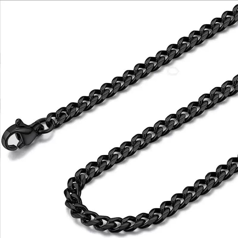 18-28 Cuban Chain Necklace Stainless Steel Silver 6.6/7/8.2/9/11 inch Mens Women