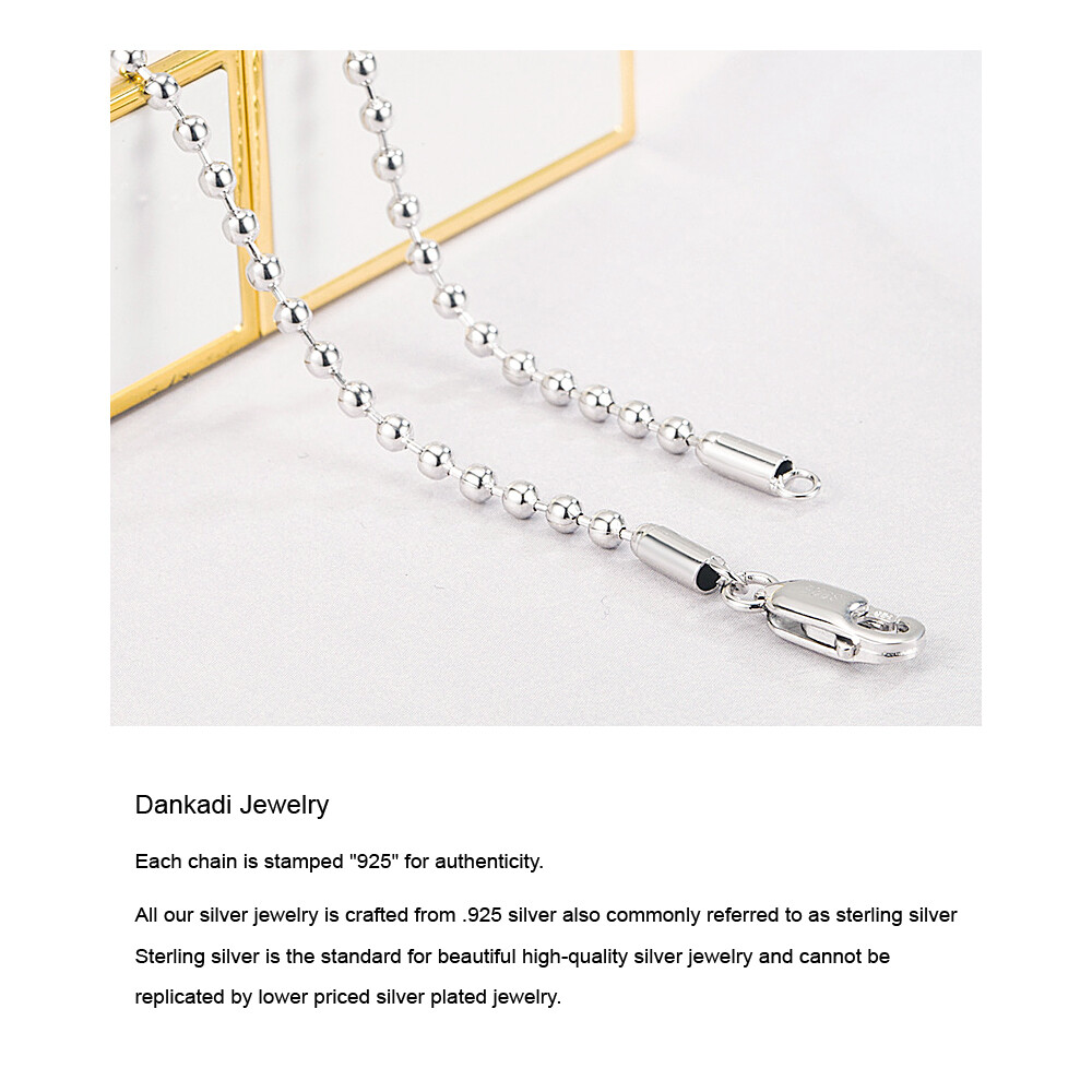 Solid 925 Sterling Silver 2.3mm Ball Bead Chain Necklace 18″-28″ for Women & Men