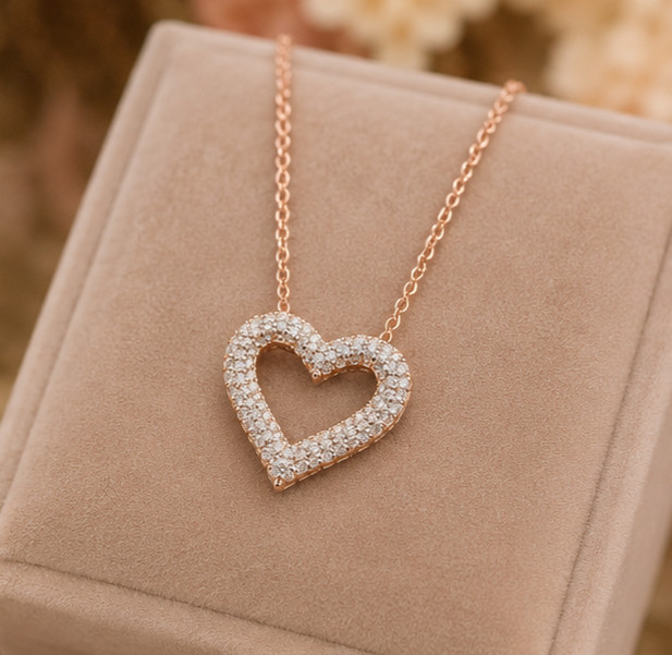 2ct Round Simulated Diamond Engagement Heart Shape Pendant 14kYellow Gold Plated