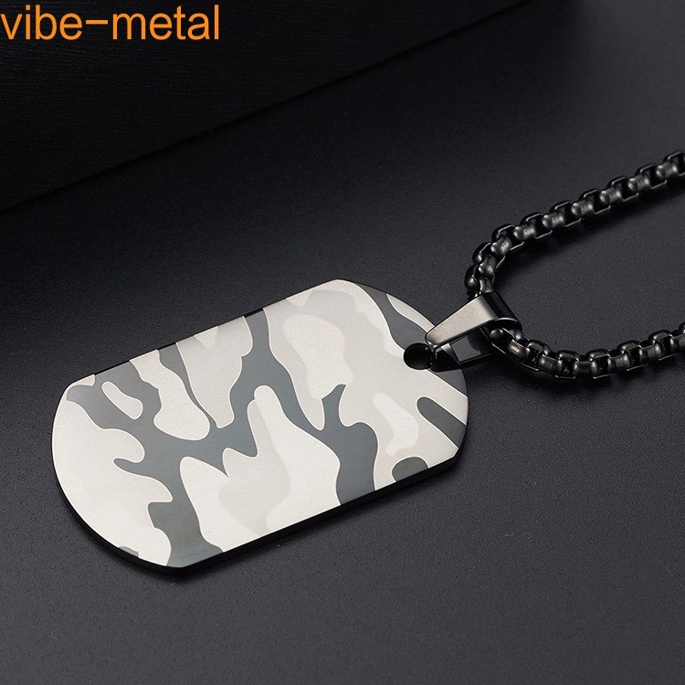 Army Soldier Camouflage Pendant Men Necklace Dog Tag Daily Wear Gift Classic