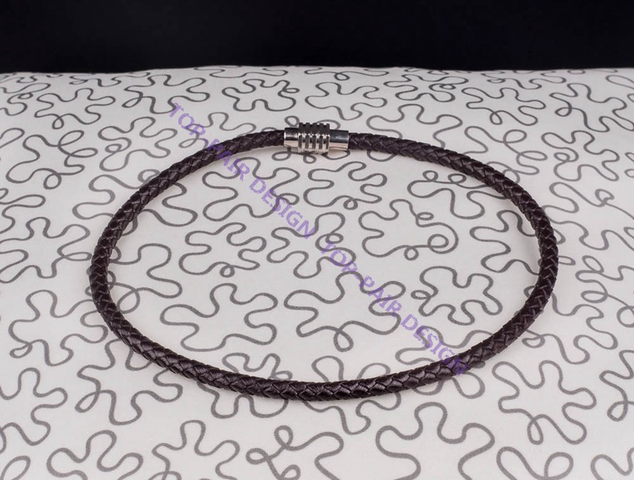 Magnet Stainless Steel Clasp Quality 6mm Leather Cord Braided Choker Necklace