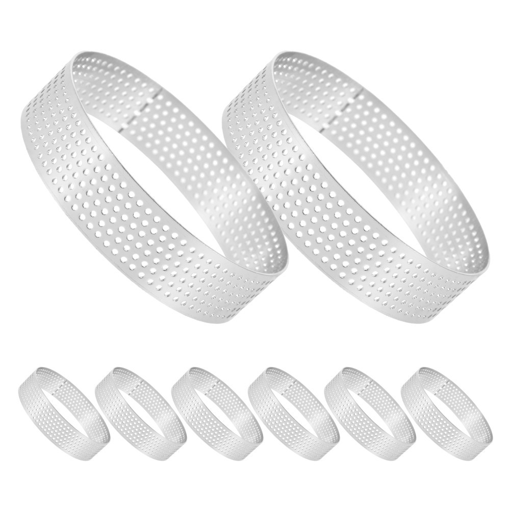8Pcs Reusable Stainless Steel Cake Rings for Baking Round Pastry Mold Silver