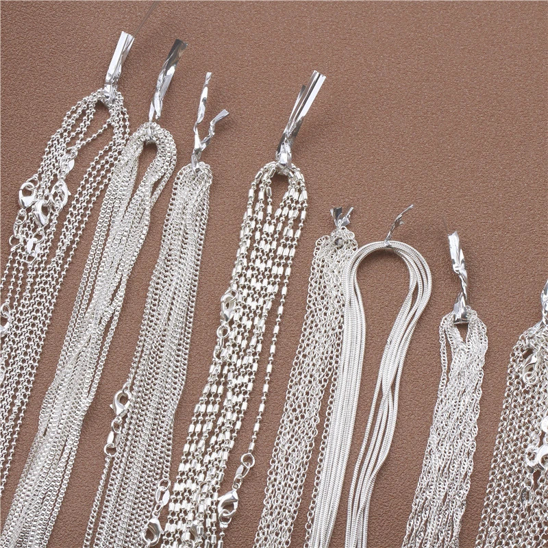 925 Sterling Silver Necklace Rolo Figaro Chain 16-30 Inch Women Jewelry