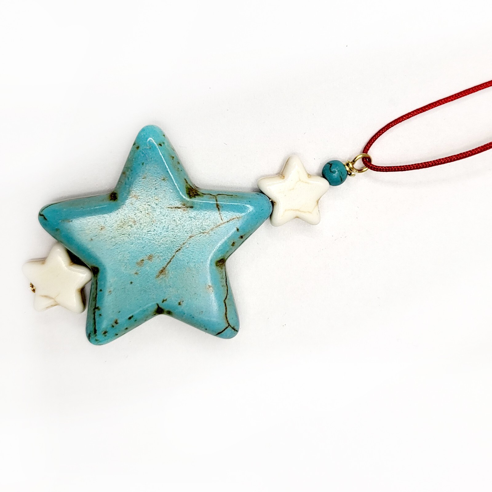 Christmas Star Ornament Decor, Hand Carved Healing Crystal Turquoise Star